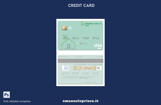 modello di carta di debito visto Togo Financial Bank in stile verificato